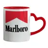 Mug heart red handle, ceramic, 330ml