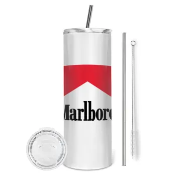 Marlboro, Tumbler stainless steel 600ml, with metal straw & cleaning brush