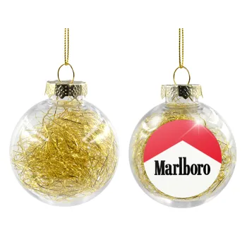 Marlboro, Στολίδι Χριστουγεννιάτικη μπάλα δένδρου διάφανη με χρυσό γέμισμα 8cm
