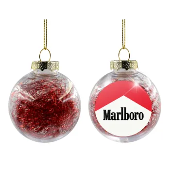 Marlboro, Στολίδι Χριστουγεννιάτικη μπάλα δένδρου διάφανη με κόκκινο γέμισμα 8cm