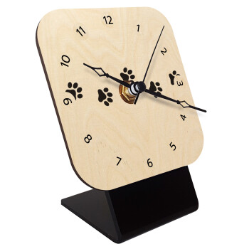 paw, Quartz Table clock in natural wood (10cm)