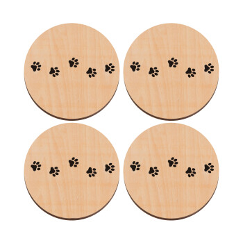paw, ΣΕΤ x4 Σουβέρ ξύλινα στρογγυλά plywood (9cm)