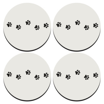 paw, SET of 4 round wooden coasters (9cm)