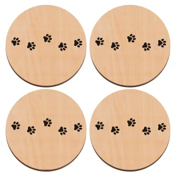 paw, ΣΕΤ x4 Σουβέρ ξύλινα στρογγυλά plywood (9cm)