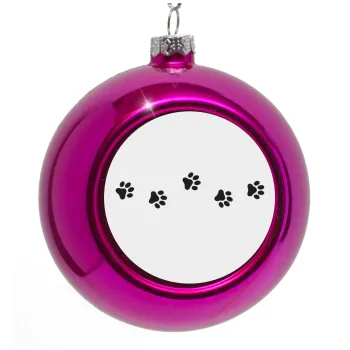 paw, Purple Christmas tree ornament bauble 8cm