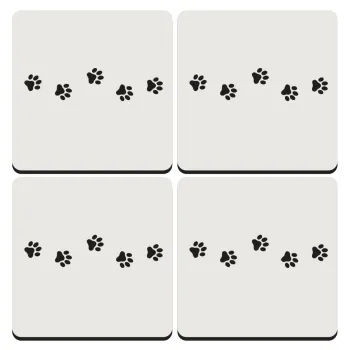 paw, ΣΕΤ 4 Σουβέρ ξύλινα τετράγωνα (9cm)