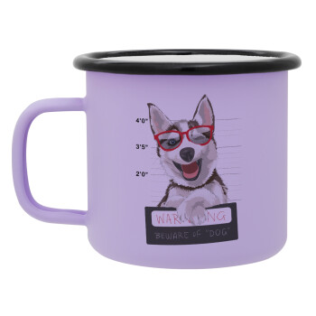 Warning, beware of Dog, Κούπα Μεταλλική εμαγιέ ΜΑΤ Light Pastel Purple 360ml