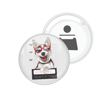 Warning, beware of Dog, Μαγνητάκι και ανοιχτήρι μπύρας στρογγυλό διάστασης 5,9cm