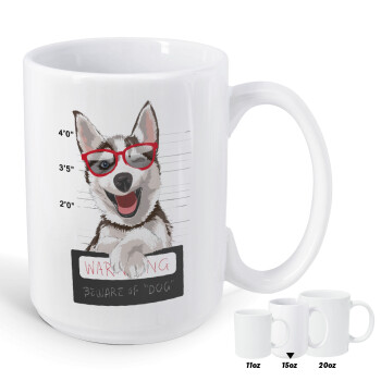 Warning, beware of Dog, Κούπα Mega, κεραμική, 450ml