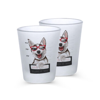 Warning, beware of Dog, Σφηνοπότηρα γυάλινα 45ml του πάγου (2 τεμάχια)