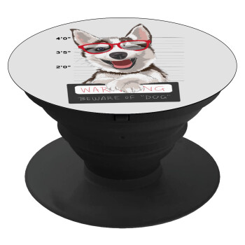 Warning, beware of Dog, Phone Holders Stand  Black Hand-held Mobile Phone Holder