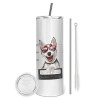 Tumbler stainless steel 600ml, with metal straw & cleaning brush