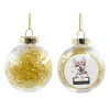 Transparent Christmas tree ball ornament with gold filling 8cm