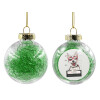 Transparent Christmas tree ball ornament with green filling 8cm