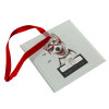 Christmas ornament, glass square ornament 9x9cm