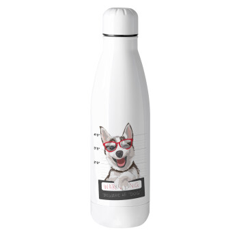 Warning, beware of Dog, Metal mug thermos (Stainless steel), 500ml