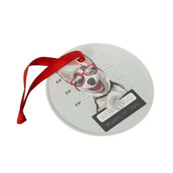 Warning, beware of Dog, Στολίδι Χριστουγεννιάτικο στολίδι γυάλινο 9cm