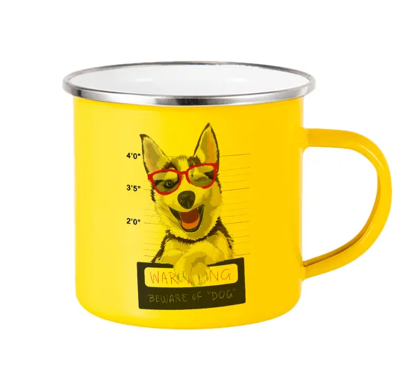 Warning — Yellow Enamel Metallic Cup 360ml