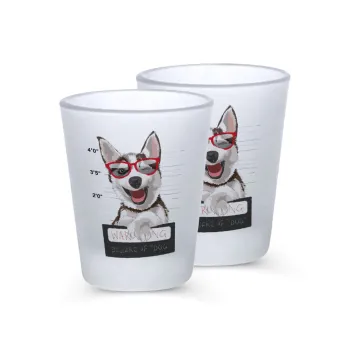 Warning, beware of Dog, Σφηνοπότηρα γυάλινα 45ml του πάγου (2 τεμάχια)