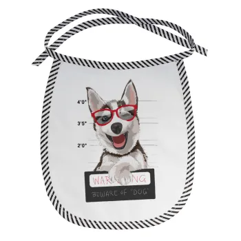 Warning, beware of Dog, Σαλιάρα μωρού αλέκιαστη με κορδόνι Μαύρη