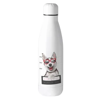 Warning, beware of Dog, Μεταλλικό παγούρι θερμός (Stainless steel), 500ml