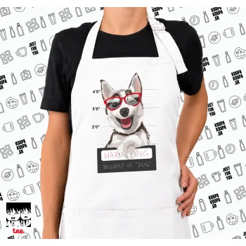 Warning, beware of Dog, Ποδιά μακριά Σεφ ολόσωμη με τσέπες white (ΕΝΗΛΙΚΩΝ)