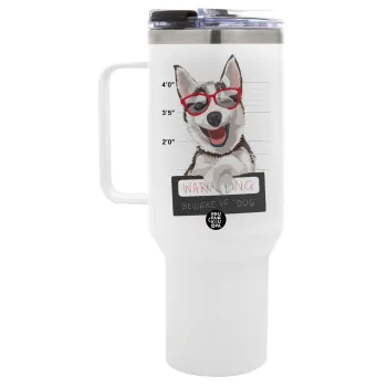 Warning, beware of Dog, Mega Tumbler με καπάκι, διπλού τοιχώματος (θερμό) 1,2L