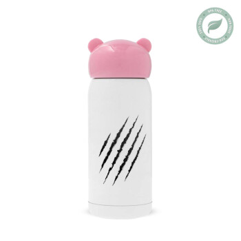 Claw scratch, Pink stainless steel thermal flask, 320ml