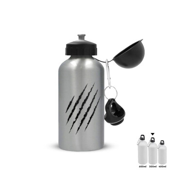 Claw scratch, Metallic water jug, Silver, aluminum 500ml