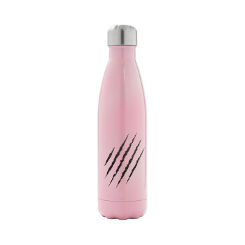 Claw scratch, Metal mug thermos Pink Iridiscent (Stainless steel), double wall, 500ml