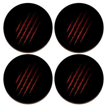 Claw scratch, ΣΕΤ x4 Σουβέρ ξύλινα στρογγυλά plywood (9cm)