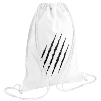 Claw scratch, Τσάντα πλάτης πουγκί GYMBAG λευκή (28x40cm)