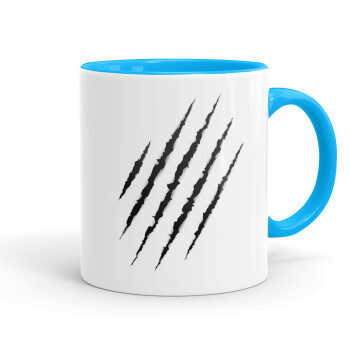 Claw scratch, Mug colored light blue, ceramic, 330ml