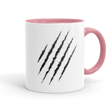 Claw scratch, Mug colored pink, ceramic, 330ml