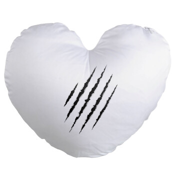 Claw scratch, Μαξιλάρι καναπέ καρδιά 40x40cm περιέχεται το  γέμισμα