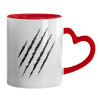 Mug heart red handle, ceramic, 330ml