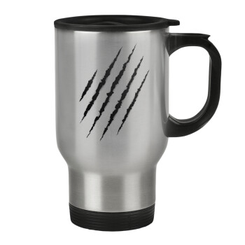 Claw scratch, Stainless steel travel mug with lid, double wall 450ml