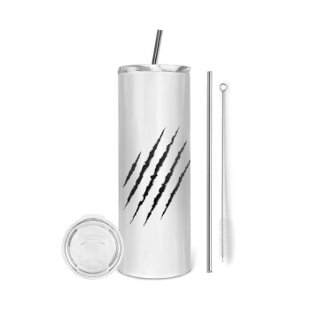 Claw scratch, Tumbler stainless steel 600ml, with metal straw & cleaning brush