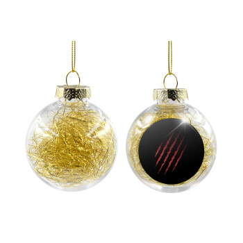 Claw scratch, Χριστουγεννιάτικη μπάλα δένδρου διάφανη με χρυσό γέμισμα 8cm