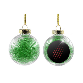 Claw scratch, Χριστουγεννιάτικη μπάλα δένδρου διάφανη με πράσινο γέμισμα 8cm
