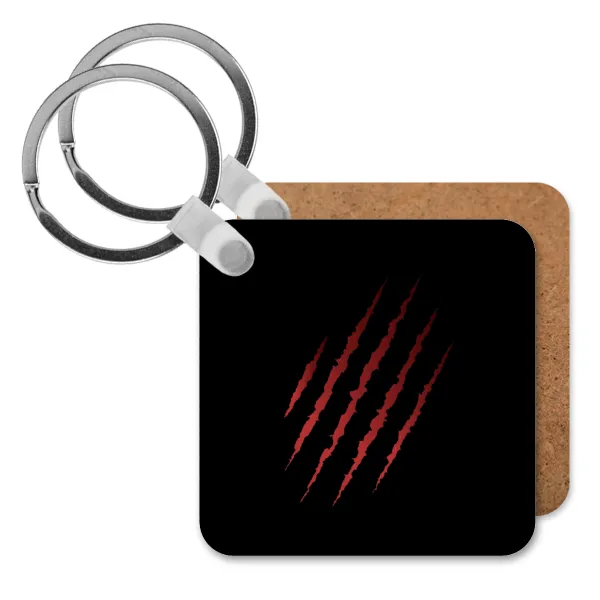Claw scratch — Square wooden MDF keychain