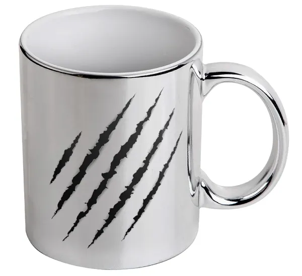 Claw scratch — Mug ceramic, silver mirror, 330ml
