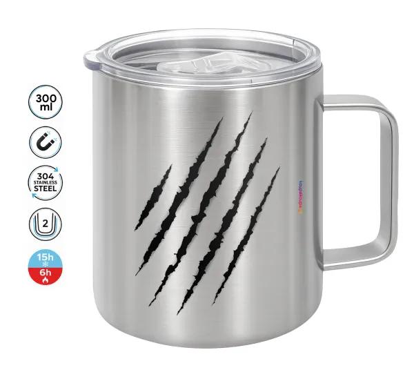 Claw scratch — Double-walled stainless steel mug 300ml with temperature-retaining lid