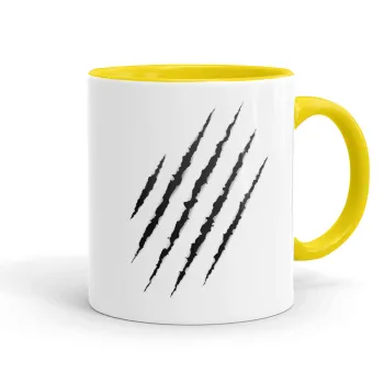 Claw scratch, Mug colored yellow, ceramic, 330ml