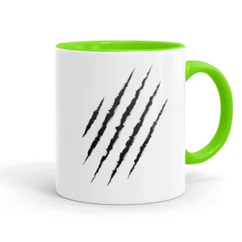 Claw scratch, Mug colored light green, ceramic, 330ml