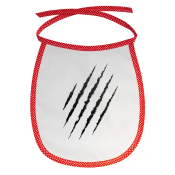 Claw scratch, Σαλιάρα μωρού αλέκιαστη με κορδόνι Κόκκινη