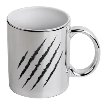 Claw scratch, Mug ceramic, silver mirror, 330ml