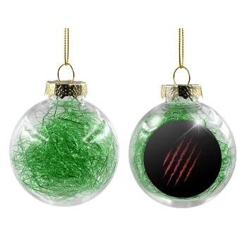Claw scratch, Transparent Christmas tree ball ornament with green filling 8cm