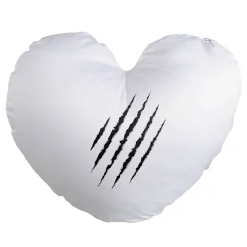 Claw scratch, Μαξιλάρι καναπέ καρδιά 40x40cm περιέχεται το  γέμισμα
