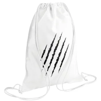 Claw scratch, Backpack pouch GYMBAG white (28x40cm)